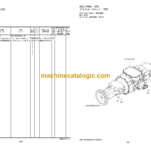 Hitachi ZW250-7 Wheel Loader Equipment Components Parts Catalog