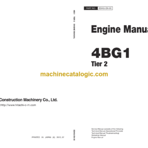 Hitachi 4BG1 Tier2 Engine Manual and 2017