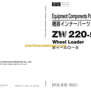 Hitachi ZW220-5A Wheel Loader Equipment Components (PNEJ-E1-2) Parts Catalog