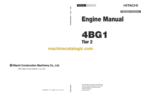 Hitachi 4BG1 Tier2 Engine Manual and 2017