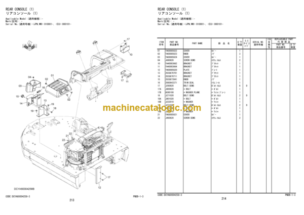 Hitachi ZW180-5B Wheel Loader Parts Catalog