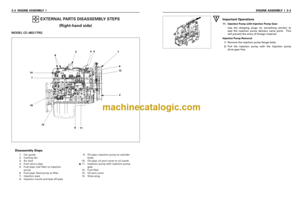 Hitachi 4BG1 Tier2 Engine Manual and 2017