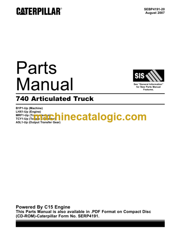 Caterpillar 740 Articulated Truck Parts Manual