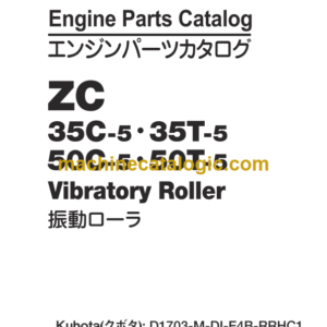 Hitachi ZC35C-5 ZC35T-5 ZC50C-5 ZC50T-5 Vibratory Roller Engine Parts Catalog