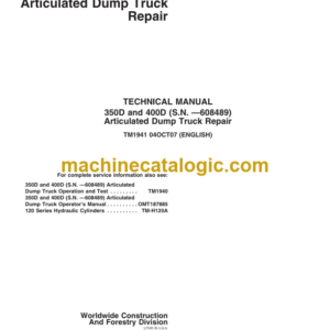 John Deere 350D and 400D (SN-608489) Articulated Dump Truck Repair Technical Manual