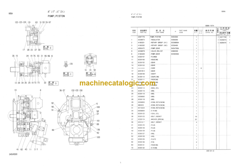 Hitachi KH125D Equipment Components Parts Catalog Serial No.0802-
