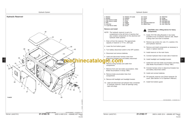 John Deere 350D and 400D (SN-608489) Articulated Dump Truck Repair Technical Manual