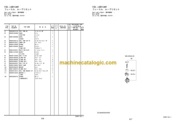 Hitachi EH092F40080 EX130D40061 EX170D40081 Engine Parts Catalog