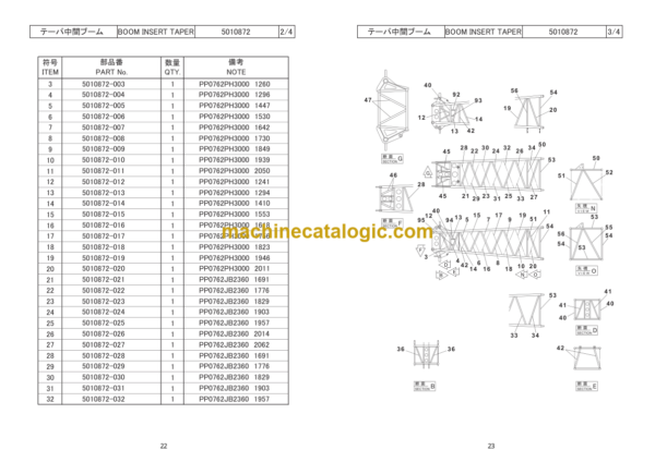 Hitachi Sumitomo SCX2800-2 Bracing List