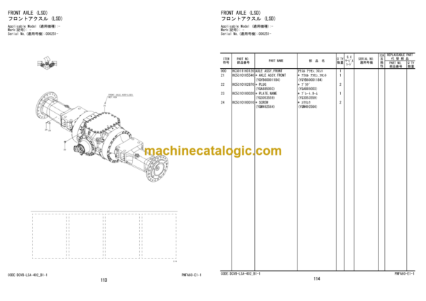 Hitachi ZW310-5B Wheel Loader Equipment Components Parts Catalog (PNFA60-E1-1)