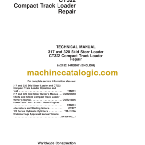 John Deere 317 and 320 Skid Steer Loader CT322 Compact Track Loader Repair Technical Manual (tm2152 14FEB07)