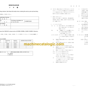 Hitachi ZV55R 55RL 65R 65RL Vibratory Roller Engine Parts Catalog