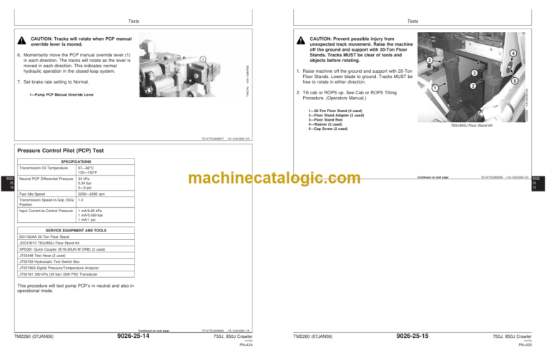 John Deere 750J 850J Crawler Dozers Operation and Test Technical Manual