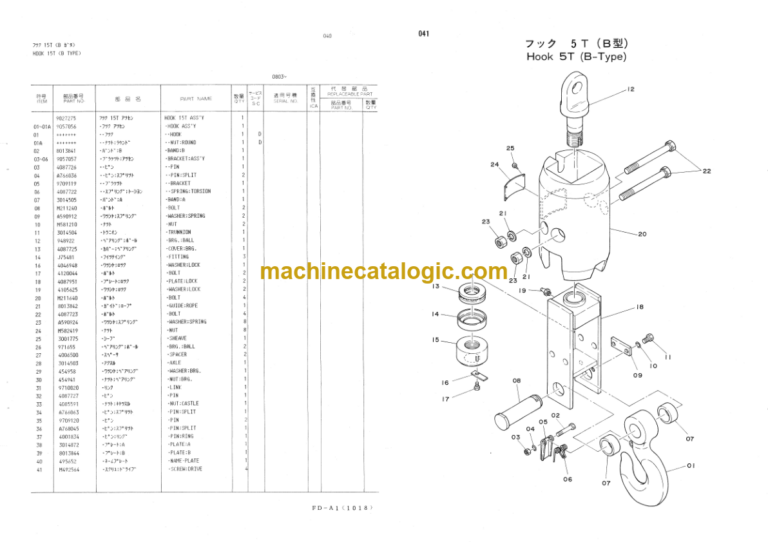Hitachi KH150-3 HYDRAULIC CRAWLER CRANE CRANE FRONT (TYPE B), CLAMSHELL, DRAGLINE ATTACHMENT Parts Catalog