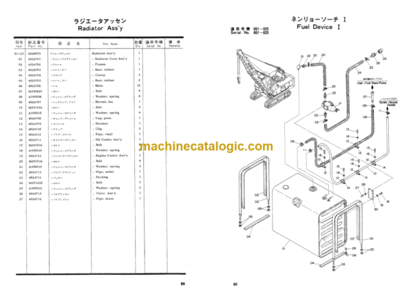 Hitachi KH70 Hydraulic Crawler Crane Parts Catalog