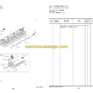 Hitachi ZW250-5B Wheel Loader Engine Parts Catalog (6HK1-XZWT01-6)