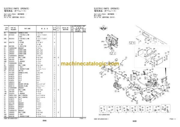 Hitachi ZC220P-5 Tired Roller Parts Catalog