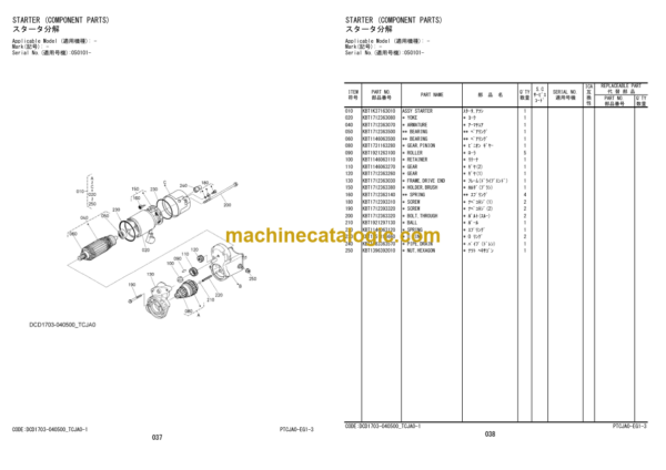 Hitachi ZC35C-5 ZC35T-5 ZC50C-5 ZC50T-5 Vibratory Roller Engine Parts Catalog