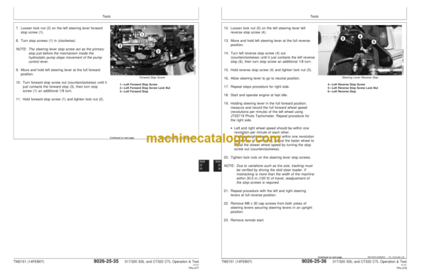 John Deere 317 and 320 Skid Steer Loader CT322 Compact Track Loader Operation and Test Technical Manual