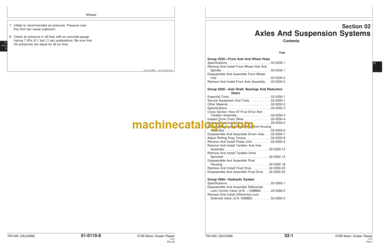 John Deere 570B Motor Grader Repair Technical Manual