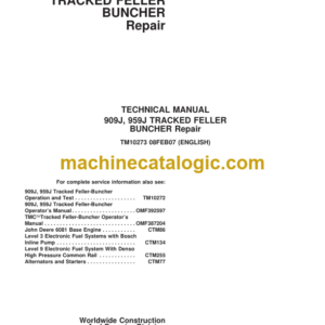 John Deere 909J 959J TRACKED FELLER BUNCHER Repair Technical Manual