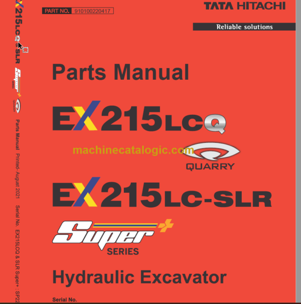 TATA Hitachi EX215LC EX215LC-SLR SUPER+SERIES Hydraulic Excavator Parts Catalog