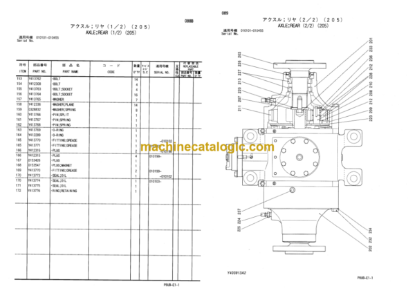 Hitachi CP215 CP210 RT205 CP205 Equipment Components Parts Catalog