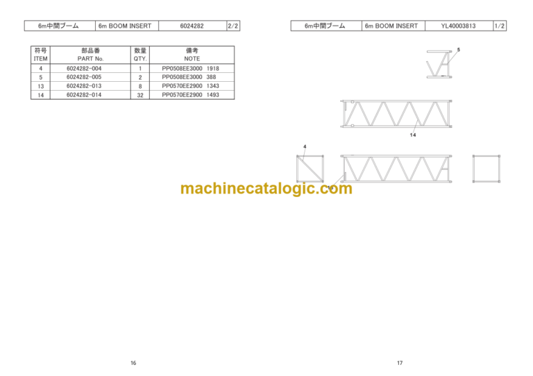 Hitachi Sumitomo SCX800-2 Bracing List