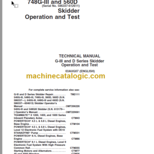 John Deere G-III and D Series Skidder Operation and Test TECHNICAL MANUAL