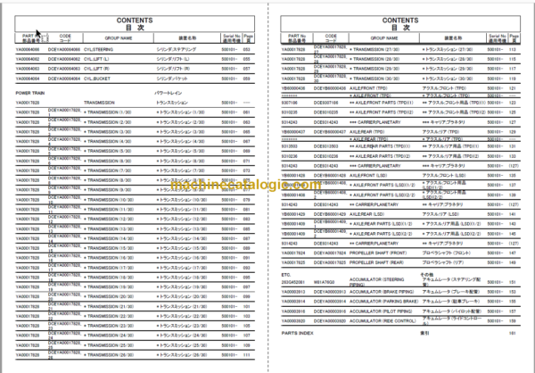 Hitachi ZW250-6 Wheel Loader Engine Parts Catalog