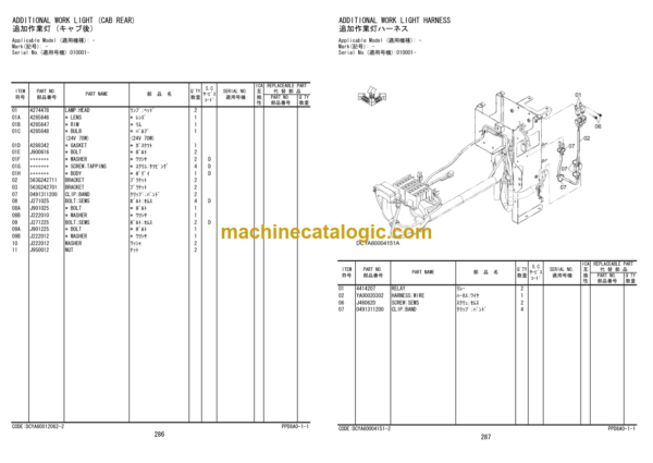 Hitachi ZW180-6 Wheel Loader Parts Catalog