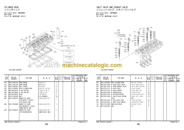 Hitachi ZC125M-5 Macadam Roller Engine Parts Catalog