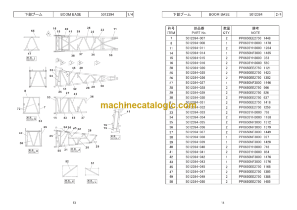 Hitachi Sumitomo SCX900HD-2 Bracing List