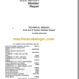 John Deere G-III and D Series Skidder Repair Technical Manual