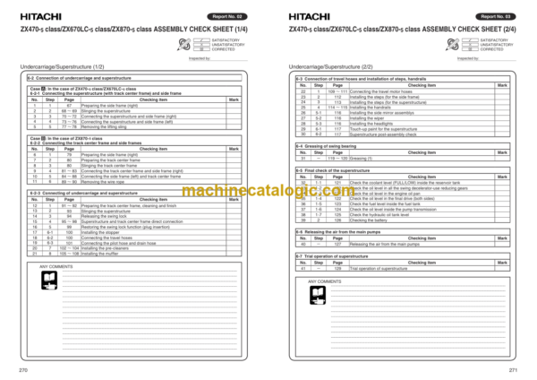 Hitachi ZX470-5 ZX670-5 ZX870-5 Assembly Procedure Manual