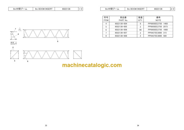 Hitachi Sumitomo SCX900HD-2 Bracing List