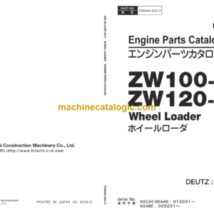 Hitachi ZW100-6 ZW120-6H Engine Parts Catalog