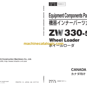 Hitachi ZW330-5B Wheel Loader Equipment Components Parts Catalog (PNGB60-E1-1)