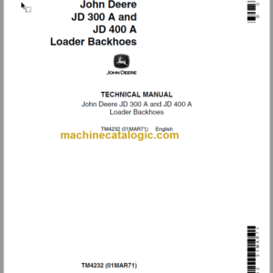 JOHN DEERE JD 300A and JD 400A Loader Backhoes Technical Manual