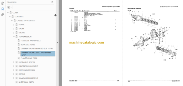 Hitachi RA100D-2 CA252D Vibratory Roller Parts Catalog