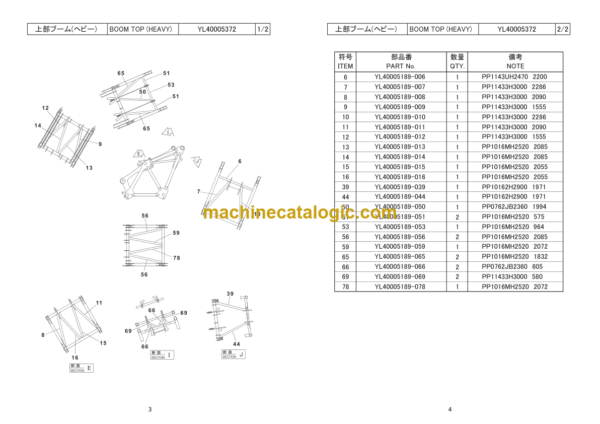 Hitachi Sumitomo SCX3500-3 Bracing List