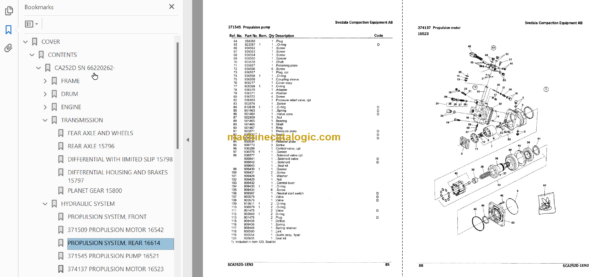 Hitachi RA100D-2 CA252D Vibratory Roller Parts Catalog