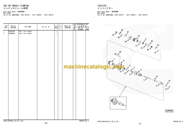 Hitachi ZW310-6 ZW330-6 Wheel Loader Engine Parts Catalog (PNFA60-1-1)