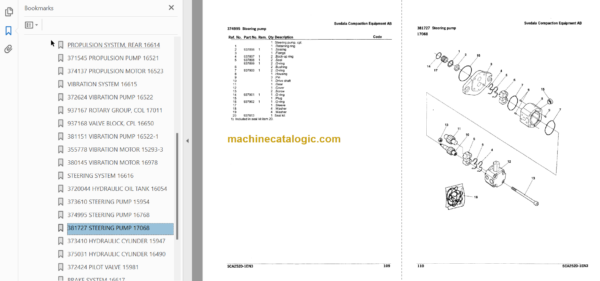 Hitachi RA100D-2 CA252D Vibratory Roller Parts Catalog