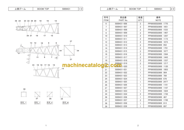 Hitachi Sumitomo SCX1200-2 Bracing List