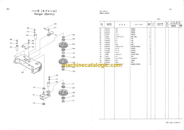 Hitachi KH125-3 Hydraulic Crawler Crane Parts Catalog Serial No.0601-