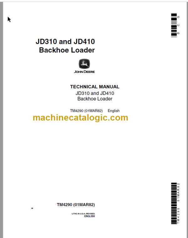 John Deere JD310 and JD410 Backhoe Loader Technical Manual
