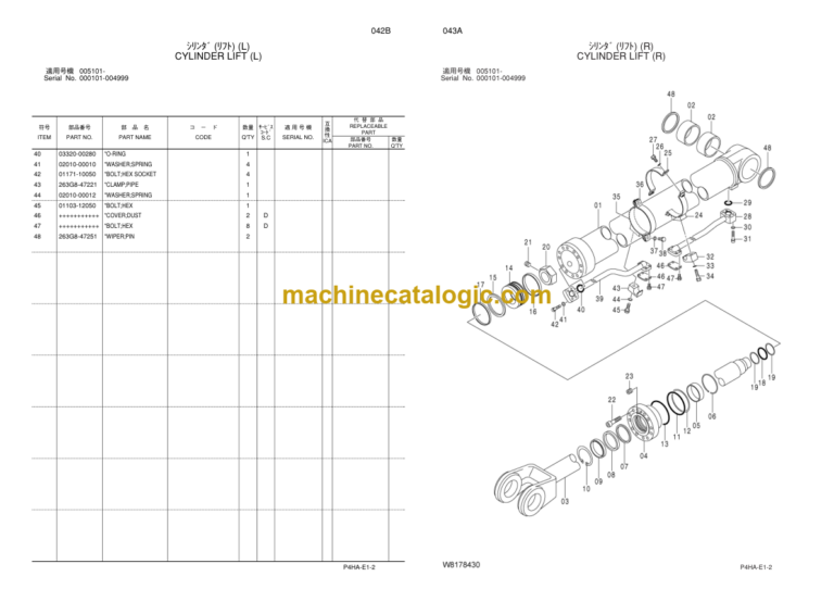 Hitachi ZW310 ZW310-A Equipment Components Parts Catalog
