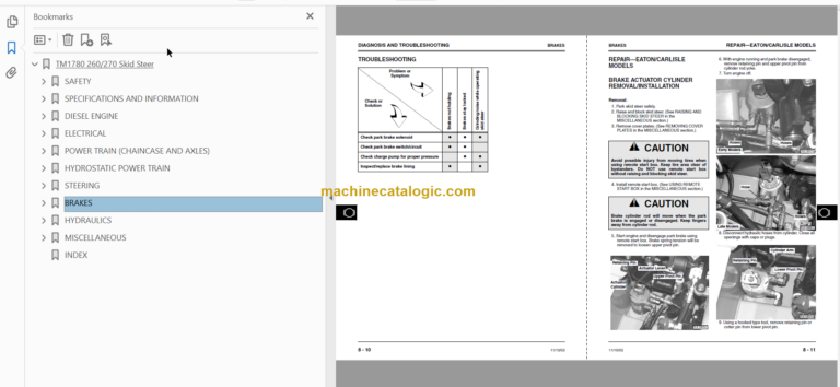 John Deere 260 and 270 Skid Steer Technical Manual