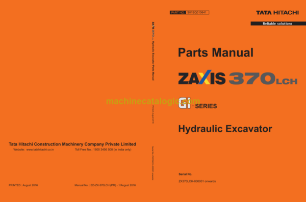 Hitachi ZAXIS 370LCH GI-SERIES Hydraulic Excavator Parts Catalog